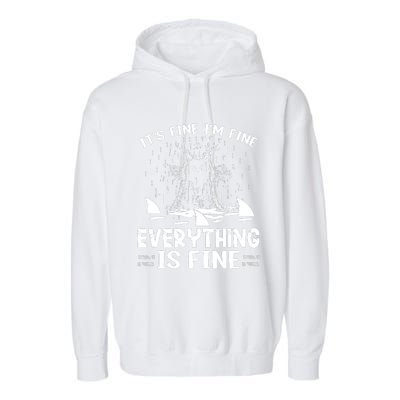 It's Fine I'm Fine Everything Is Fine Funny Cat Garment-Dyed Fleece Hoodie