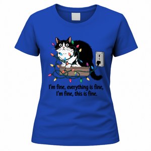 ItS Fine IM Fine Everything Is Fine Xmas Cat Christmas Gift Women's T-Shirt