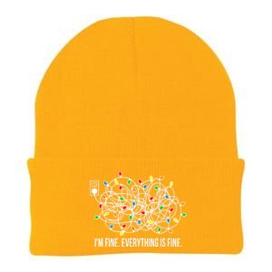 It's Fine I'm Fine Everything Is Fine Funny Christmas Lights Knit Cap Winter Beanie