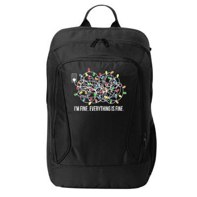 It's Fine I'm Fine Everything Is Fine Funny Christmas Lights City Backpack