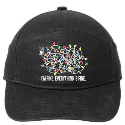 It's Fine I'm Fine Everything Is Fine Funny Christmas Lights 7-Panel Snapback Hat