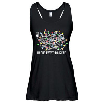 It's Fine I'm Fine Everything Is Fine Funny Christmas Lights Ladies Essential Flowy Tank