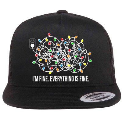 It's Fine I'm Fine Everything Is Fine Funny Christmas Lights Flatbill Hat