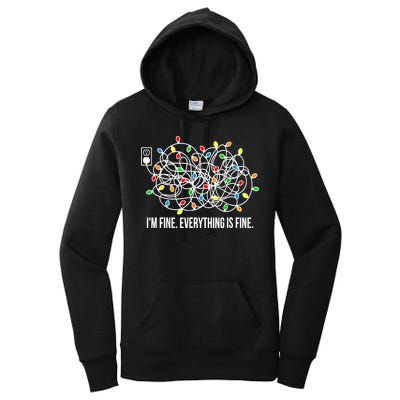 It's Fine I'm Fine Everything Is Fine Funny Christmas Lights Women's Pullover Hoodie