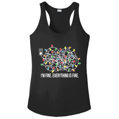 It's Fine I'm Fine Everything Is Fine Funny Christmas Lights Ladies PosiCharge Competitor Racerback Tank