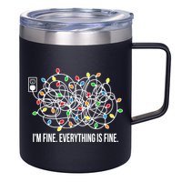 It's Fine I'm Fine Everything Is Fine Funny Christmas Lights 12oz Stainless Steel Coffee Mug