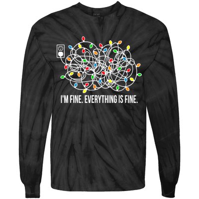 It's Fine I'm Fine Everything Is Fine Funny Christmas Lights Tie-Dye Long Sleeve Shirt