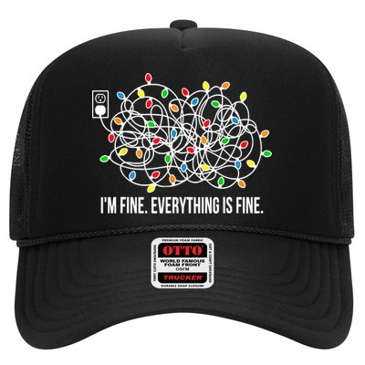 It's Fine I'm Fine Everything Is Fine Funny Christmas Lights Trucker Hat