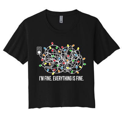 It's Fine I'm Fine Everything Is Fine Funny Christmas Lights Crop Top