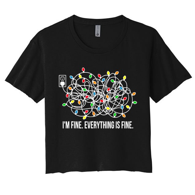 It's Fine I'm Fine Everything Is Fine Funny Christmas Lights Crop Top