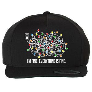 It's Fine I'm Fine Everything Is Fine Funny Christmas Lights Wool Snapback Cap