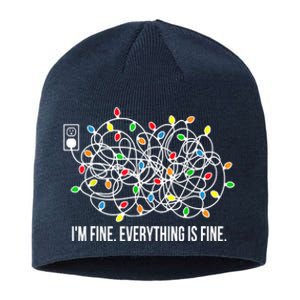 It's Fine I'm Fine Everything Is Fine Funny Christmas Lights Sustainable Beanie