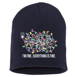 It's Fine I'm Fine Everything Is Fine Funny Christmas Lights Short Acrylic Beanie