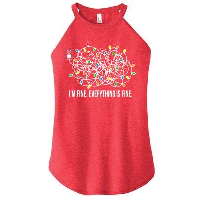 It's Fine I'm Fine Everything Is Fine Funny Christmas Lights Women's Perfect Tri Rocker Tank
