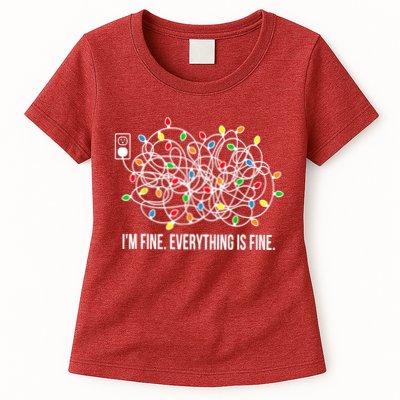 It's Fine I'm Fine Everything Is Fine Funny Christmas Lights Womens T-Shirt
