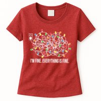 It's Fine I'm Fine Everything Is Fine Funny Christmas Lights Womens T-Shirt
