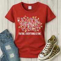 It's Fine I'm Fine Everything Is Fine Funny Christmas Lights Womens T-Shirt