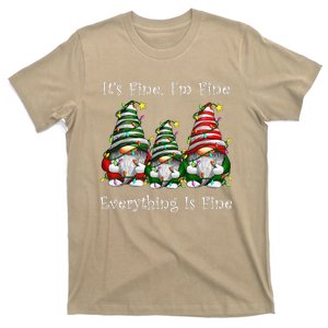 ItS Fine IM Fine Everything Is Fine Gnome Christmas Lights T-Shirt