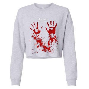 Im Fine Its Not My Blood Funny Halloween Humor Bloody Hand Cropped Pullover Crew