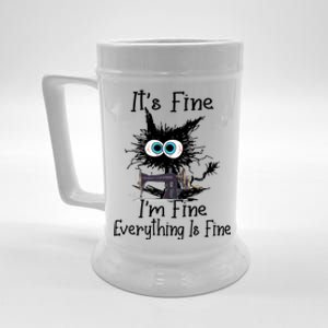 ItS Fine I Am Fine Everything Is Fine Sewing Cat Meaningful Gift Beer Stein