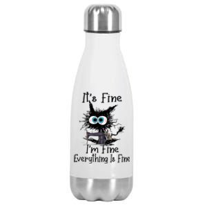 ItS Fine I Am Fine Everything Is Fine Sewing Cat Meaningful Gift Stainless Steel Insulated Water Bottle