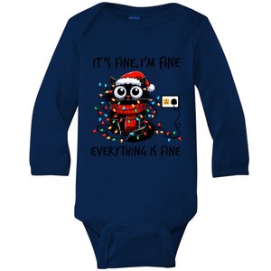 ItS Fine IM Fine Everything Is Fine Black Cat Christmas Cute Gift Baby Long Sleeve Bodysuit