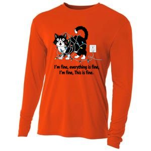 ItS Fine IM Fine Everything Is Fine Xmas Cat Christmas Gift Cooling Performance Long Sleeve Crew