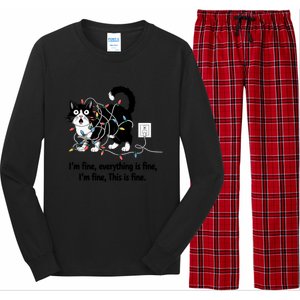 ItS Fine IM Fine Everything Is Fine Xmas Cat Christmas Gift Long Sleeve Pajama Set