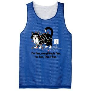 ItS Fine IM Fine Everything Is Fine Xmas Cat Christmas Gift Mesh Reversible Basketball Jersey Tank