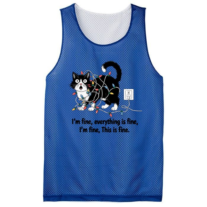 ItS Fine IM Fine Everything Is Fine Xmas Cat Christmas Gift Mesh Reversible Basketball Jersey Tank