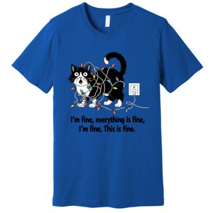 ItS Fine IM Fine Everything Is Fine Xmas Cat Christmas Gift Premium T-Shirt