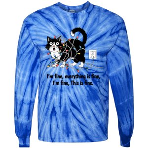 ItS Fine IM Fine Everything Is Fine Xmas Cat Christmas Gift Tie-Dye Long Sleeve Shirt