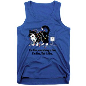 ItS Fine IM Fine Everything Is Fine Xmas Cat Christmas Gift Tank Top