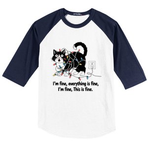 ItS Fine IM Fine Everything Is Fine Xmas Cat Christmas Gift Baseball Sleeve Shirt