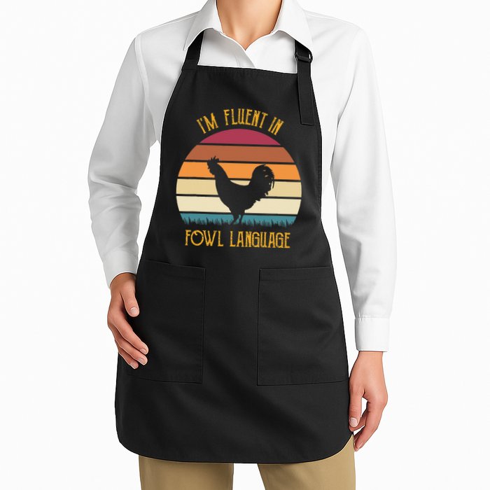 I'm Fluent In Fowl Language Retro Rooster Sunset Farmer Apron