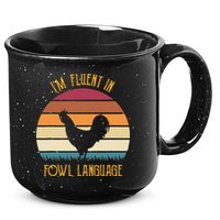 I'm Fluent In Fowl Language Retro Rooster Sunset Farmer 15oz Campfire Ceramic Mug