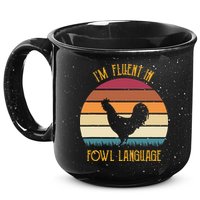 I'm Fluent In Fowl Language Retro Rooster Sunset Farmer 15oz Campfire Ceramic Mug