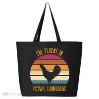 I'm Fluent In Fowl Language Retro Rooster Sunset Farmer 25L Jumbo Tote