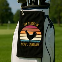 I'm Fluent In Fowl Language Retro Rooster Sunset Farmer Golf Towel