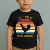 I'm Fluent In Fowl Language Retro Rooster Sunset Farmer Toddler T-Shirt