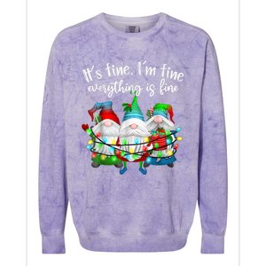 It's Fine I'm Fine Everything Is Fine Gnome Christmas Light Colorblast Crewneck Sweatshirt