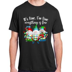 It's Fine I'm Fine Everything Is Fine Gnome Christmas Light Adult ChromaSoft Performance T-Shirt