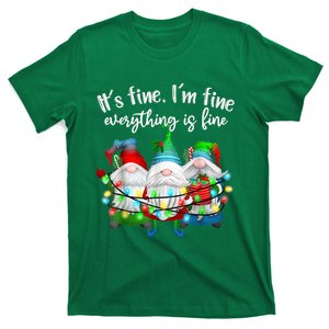 It's Fine I'm Fine Everything Is Fine Gnome Christmas Light T-Shirt