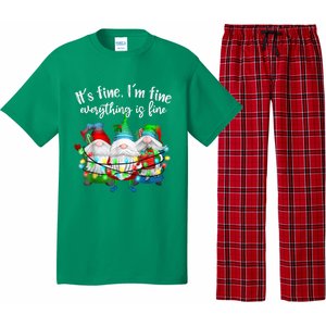 It's Fine I'm Fine Everything Is Fine Gnome Christmas Light Pajama Set