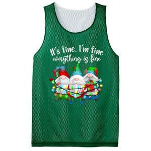 It's Fine I'm Fine Everything Is Fine Gnome Christmas Light Mesh Reversible Basketball Jersey Tank