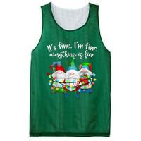 It's Fine I'm Fine Everything Is Fine Gnome Christmas Light Mesh Reversible Basketball Jersey Tank