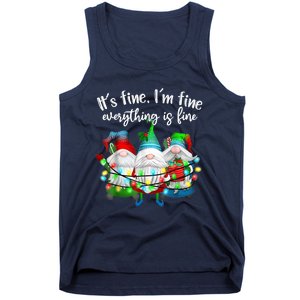 It's Fine I'm Fine Everything Is Fine Gnome Christmas Light Tank Top