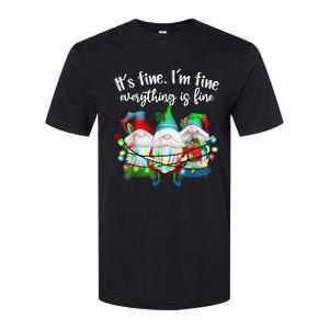 It's Fine I'm Fine Everything Is Fine Gnome Christmas Light Softstyle CVC T-Shirt