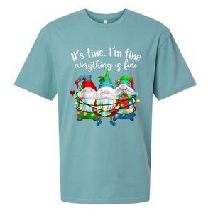 It's Fine I'm Fine Everything Is Fine Gnome Christmas Light Sueded Cloud Jersey T-Shirt