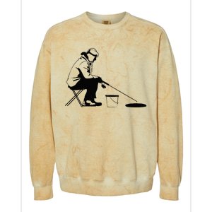 Ice Fishing Ice Fisher Colorblast Crewneck Sweatshirt